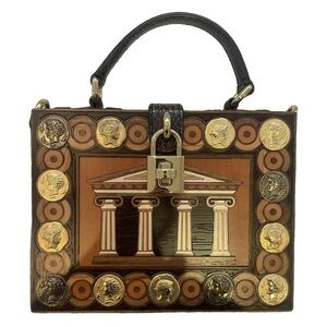 Dolce & Gabbana Brown and Gold Wooden Box Bag